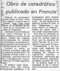 Obra de catedrático publicada en Francia.