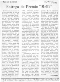 Entrega de Premio "Melfi"