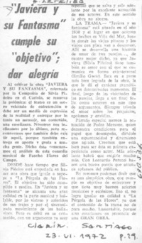 "Javiera y su fantasma" cumple su "objetivo"; dar alegría.