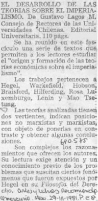El Desarrollo de las teorías sobre el imperialismo.