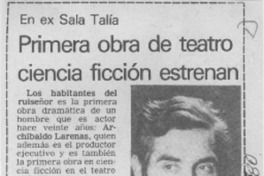 Primera obra de teatro ciencia ficción estrenan.