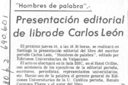 Presentación editorial de libro de Carlos León.