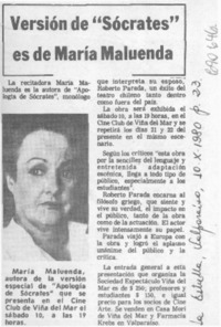 Versión de "Sócrates" es de María Maluenda.