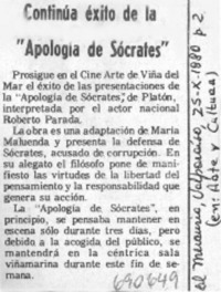 Continúa éxito de la "Apología de Sócrates".