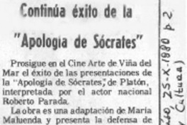 Continúa éxito de la "Apología de Sócrates".