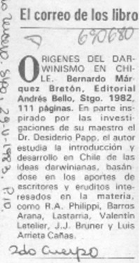 Orígenes del darwinismo en Chile.