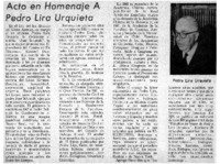 Acto en homenaje a Pedro Lira Urquieta.