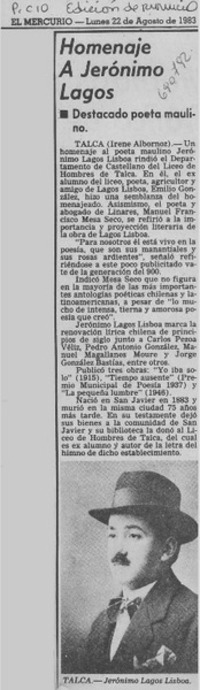 Homenaje a Jerónimo Lagos