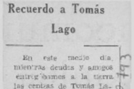 Recuerdo de Tomás Lago