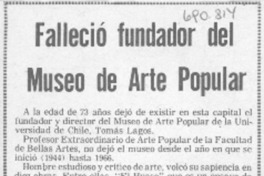 Falleció fundador del Museo de Arte Popular.