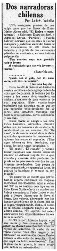 Dos narradoras chilenas