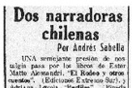 Dos narradoras chilenas