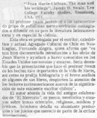 Juan Marín-chilean. The man and his wrintings".