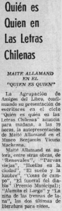 Quién es quién en las letras chilenas.