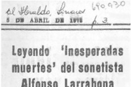 Leyendo "Inesperadas muertes" del sonetista Alfonso Larrahona Kästen