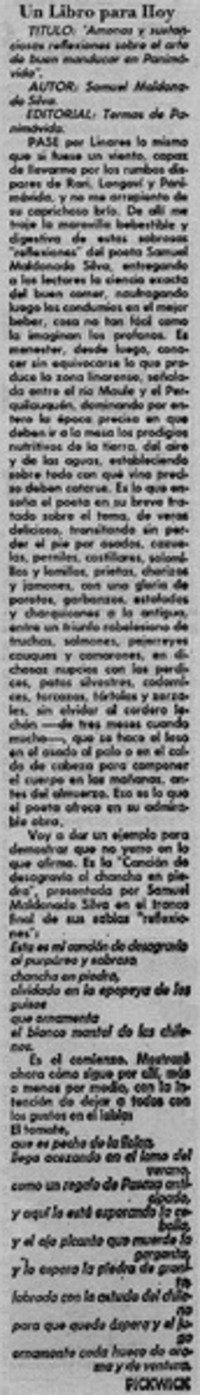 Amenas y sustanciosas reflexiones sobre el arte de buen manducar en Panimávida"