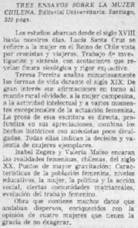 Tres ensayos sobre la mujer chilena.
