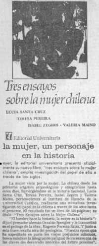 Tres ensayos sobre la mujer chilena.