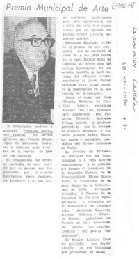 Premio Municipal de arte.