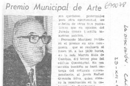 Premio Municipal de arte.