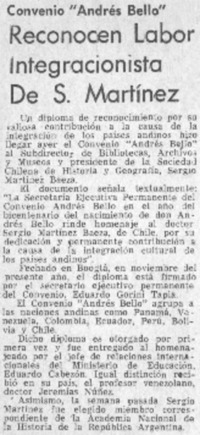 Reconocen labor integracionista de S. Martínez.