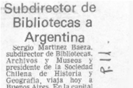 Subdirector de Bibliotecas a Argentina.