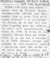 Patricio Manns se botó a escritor con aceptación.