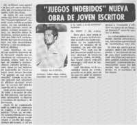 Juegos indebidos" nueva obra de joven escritor.