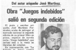 Obra "juegos indebidos" salió en segunda edición.