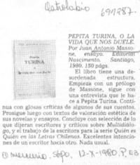 Pepita Turina, o la vida que nos duele.