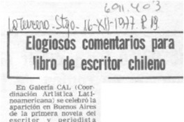 Elogiosos comentarios para libro de escritor chileno.