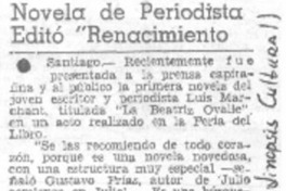 Novela de periodista editó "Renacimiento".