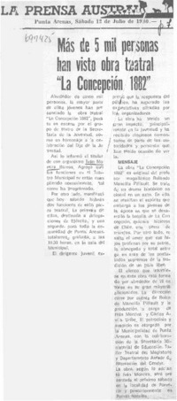Más de 5 mil personas han visto obra teatral "La Concepción 1882".