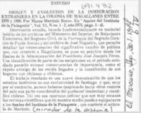 Origen y evolución de la inmigración extranjera en la colonia de Magallanes entre 1870 y 1890.