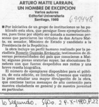 Arturo Matte Larraín, un hombre de excepción.