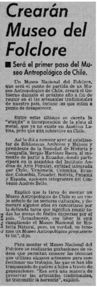 Crearán Museo del folclore.