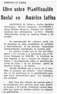 Libro sobre planificación social en América Latina.