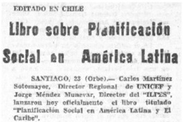 Libro sobre planificación social en América Latina.