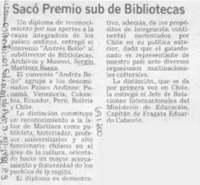 Sacó premio sub de bibliotecas.