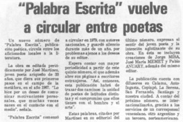 "Palabra escrita" vuelve a circular entre poetas.