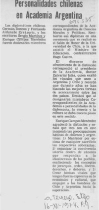 Personalidades chilenas en Academia Argentina.