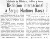 Distinción internacional a Sergio Martínez Baeza.