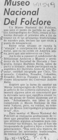 Museo Nacional del Folclore.