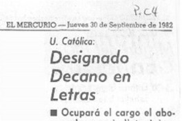 Designado decano en letras.