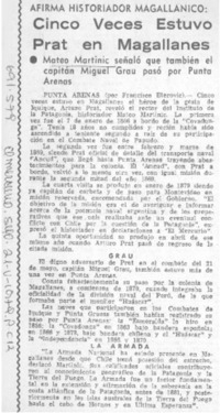 Cinco veces estuvo Prat en Magallanes