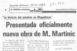 Presentada oficialmente nueva obra de M. Martinic.