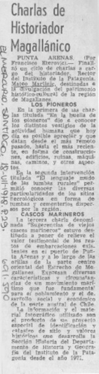 Charlas de historiador magallánico