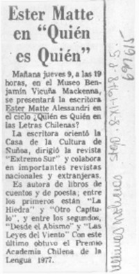Ester Matte en "Quién es quién".