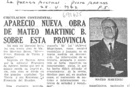 Apareció nueva obra de Mateo Martinic B. sobre esta provincia.