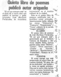 Quinto libro de poemas publicó autor ariqueño.